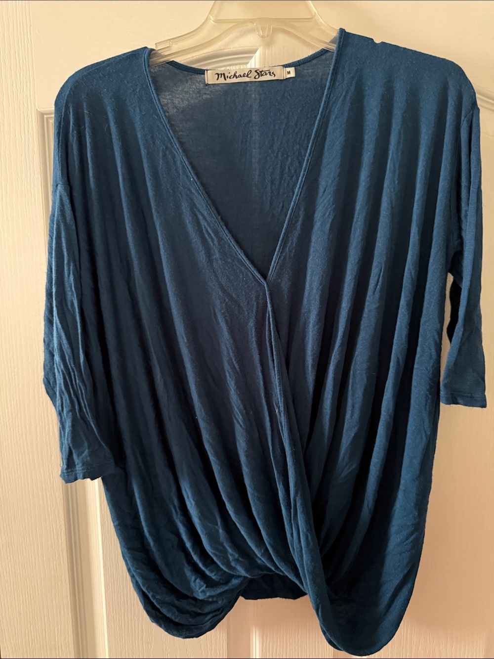 Michael Stars Teal Draped Twist-Front V-Neck Tunic